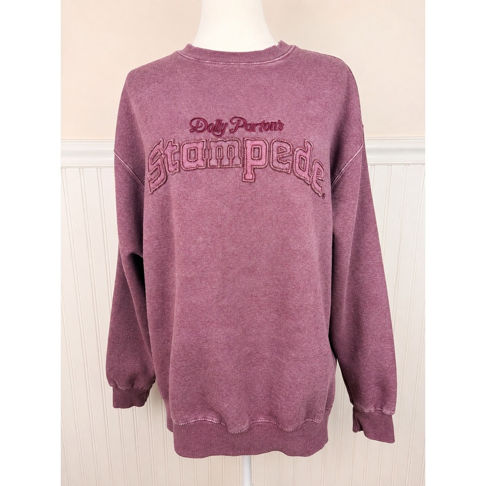 Valani Dolly Parton's Stampede Maroon Raw-Edge Applique Crewneck Sweatshirt View 2